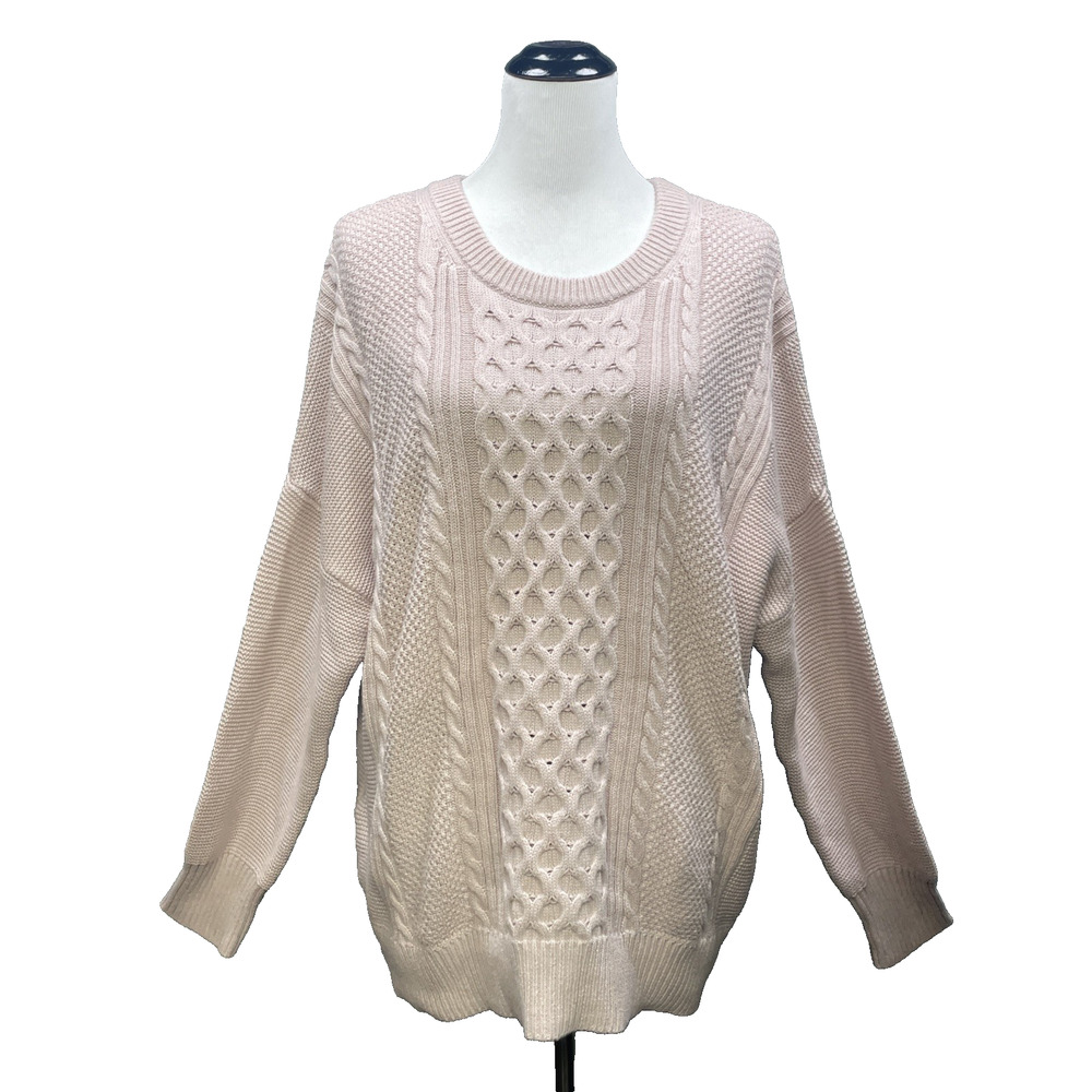 NWT Gap Cable Knit Sweater Women XXL Dull Pink Cotton Chunky Oversized Soft Girl